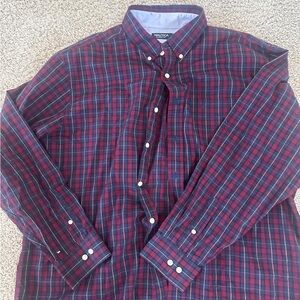 Nautica Men's Plaid Button-Down Shirt in Red and Blue